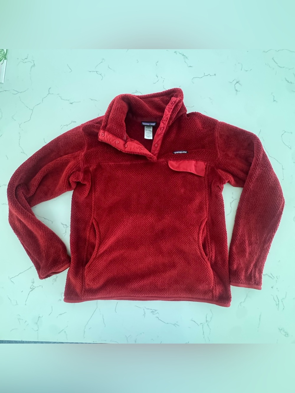 Patagonia Women’s Re-Tool Snap-T Fleece Pullover L Red High Pile Teddy Jacket